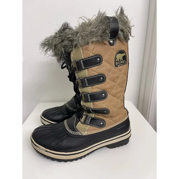 Sorel Shoes - Sorel Tofino Fur Lined Tall Winter Snow Boots Brown Black Sz 6